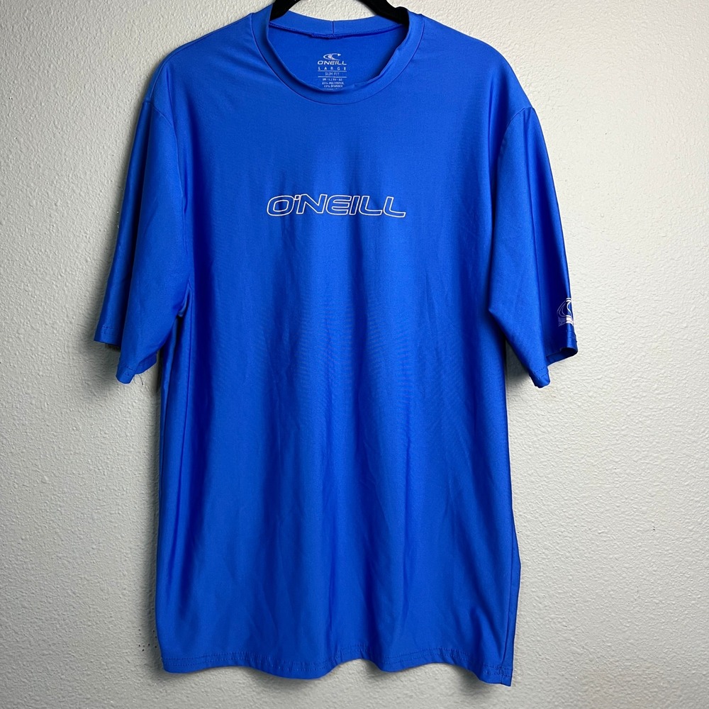 O'Neill Blue Short SL Rash Guard UPF 50+ Ultraviolet Protection Slim Fit Large‎